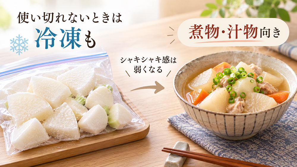 冷凍すると食感が変わる｜煮物や汁物向きになる