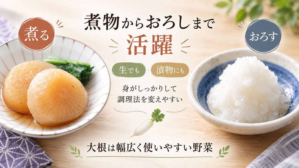 大根は煮物からおろしまで幅広く使いやすい