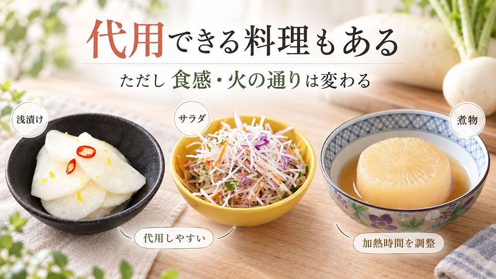 大根とかぶは代用できる？食感と加熱時間の違いに注意