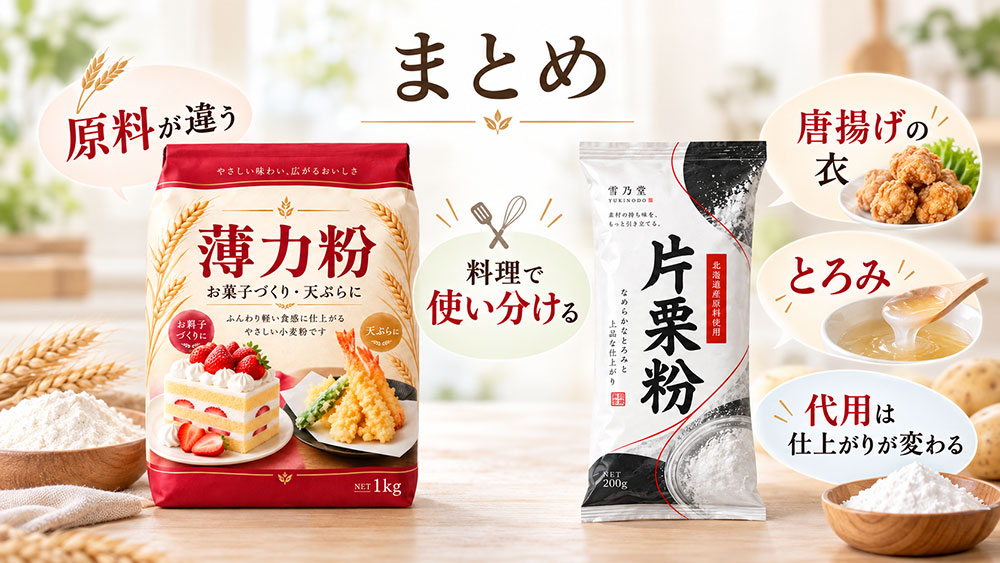 小麦粉と片栗粉の違い:まとめ