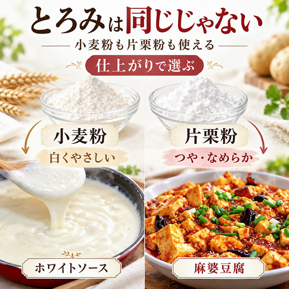 とろみをつけるならどっち?小麦粉と片栗粉では仕上がりが違う