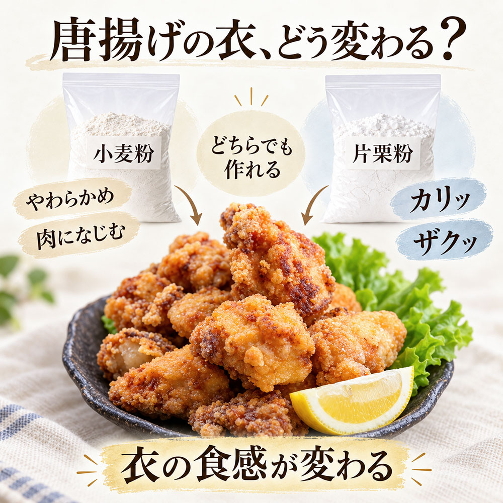唐揚げは小麦粉と片栗粉でどう変わる?衣の違いを比べよう
