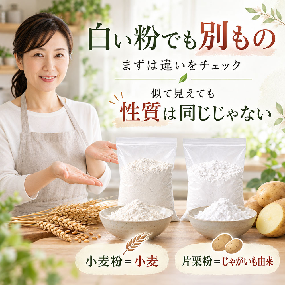 小麦粉と片栗粉は何が違う?まずは一覧で比べてみよう