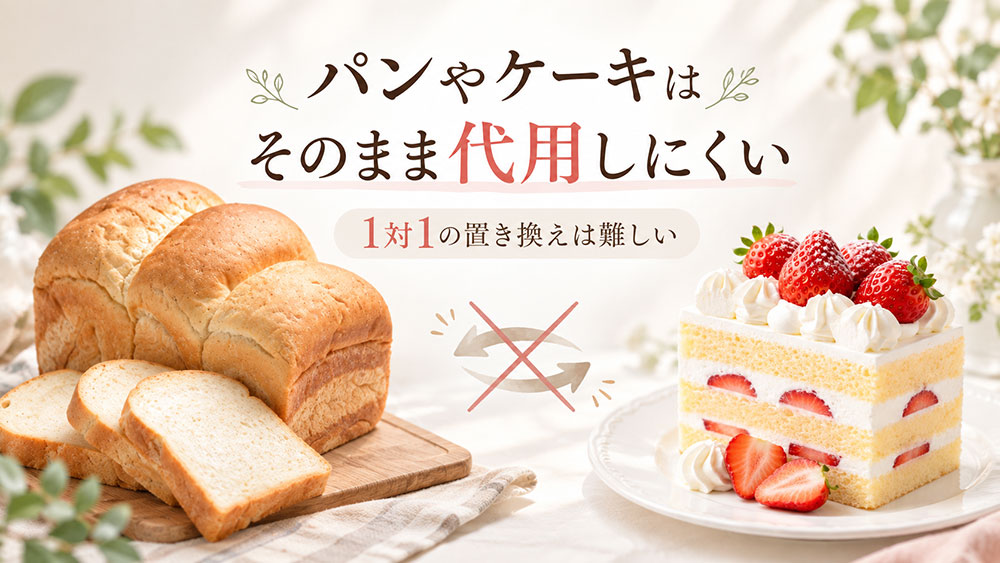 パンやケーキなど、そのまま置き換えにくい料理もある