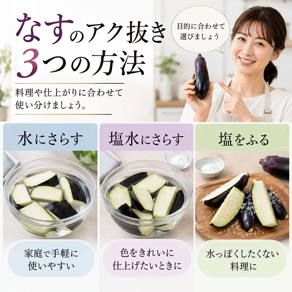 なすのアク抜き方法と時間の目安