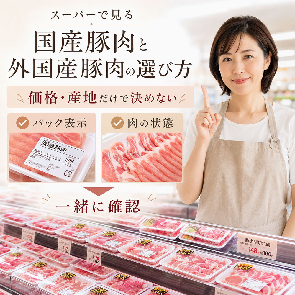 スーパーで国産豚肉と外国産豚肉を選ぶときのチェックポイント