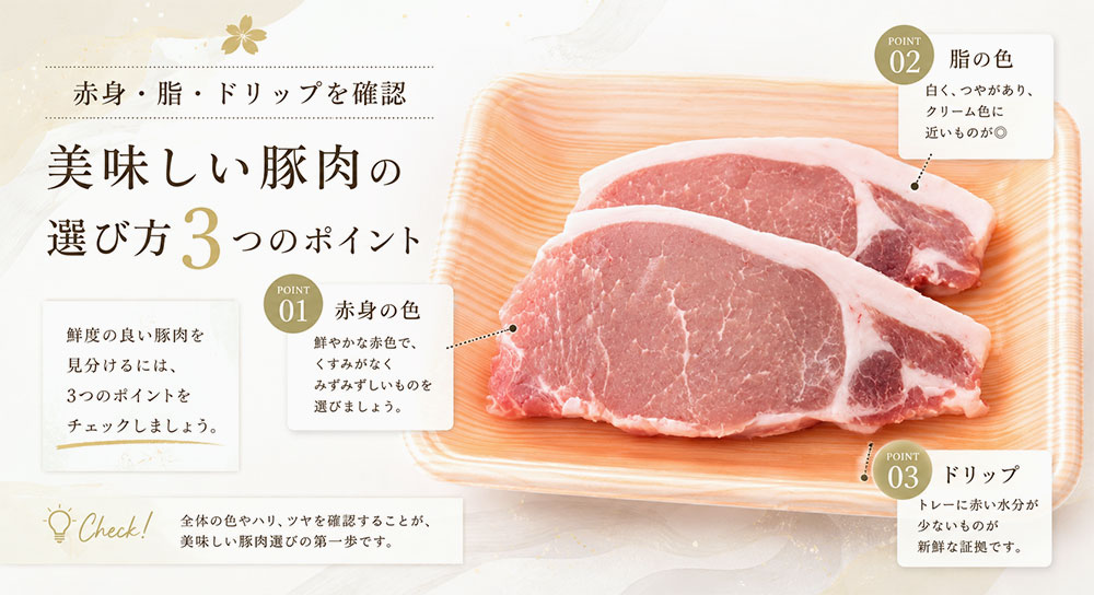 赤身の色・脂の色・ドリップを見る
