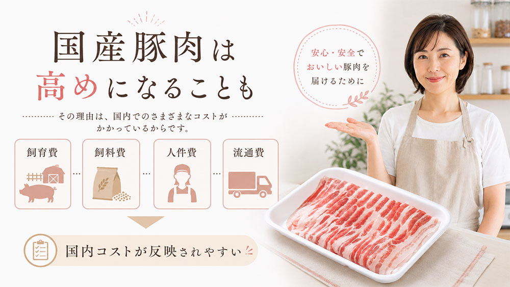 国産豚肉は飼育・流通コストが価格に反映されやすい