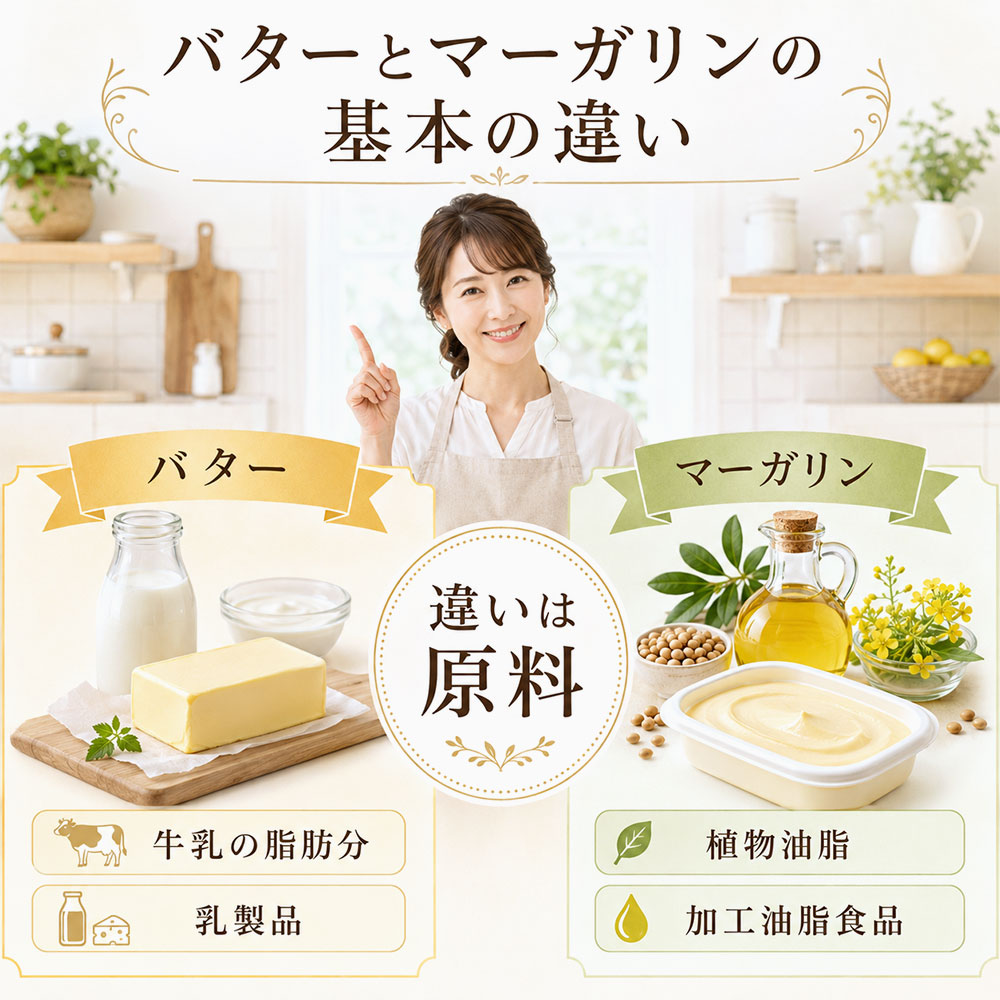 バターとマーガリンの基本的な違い