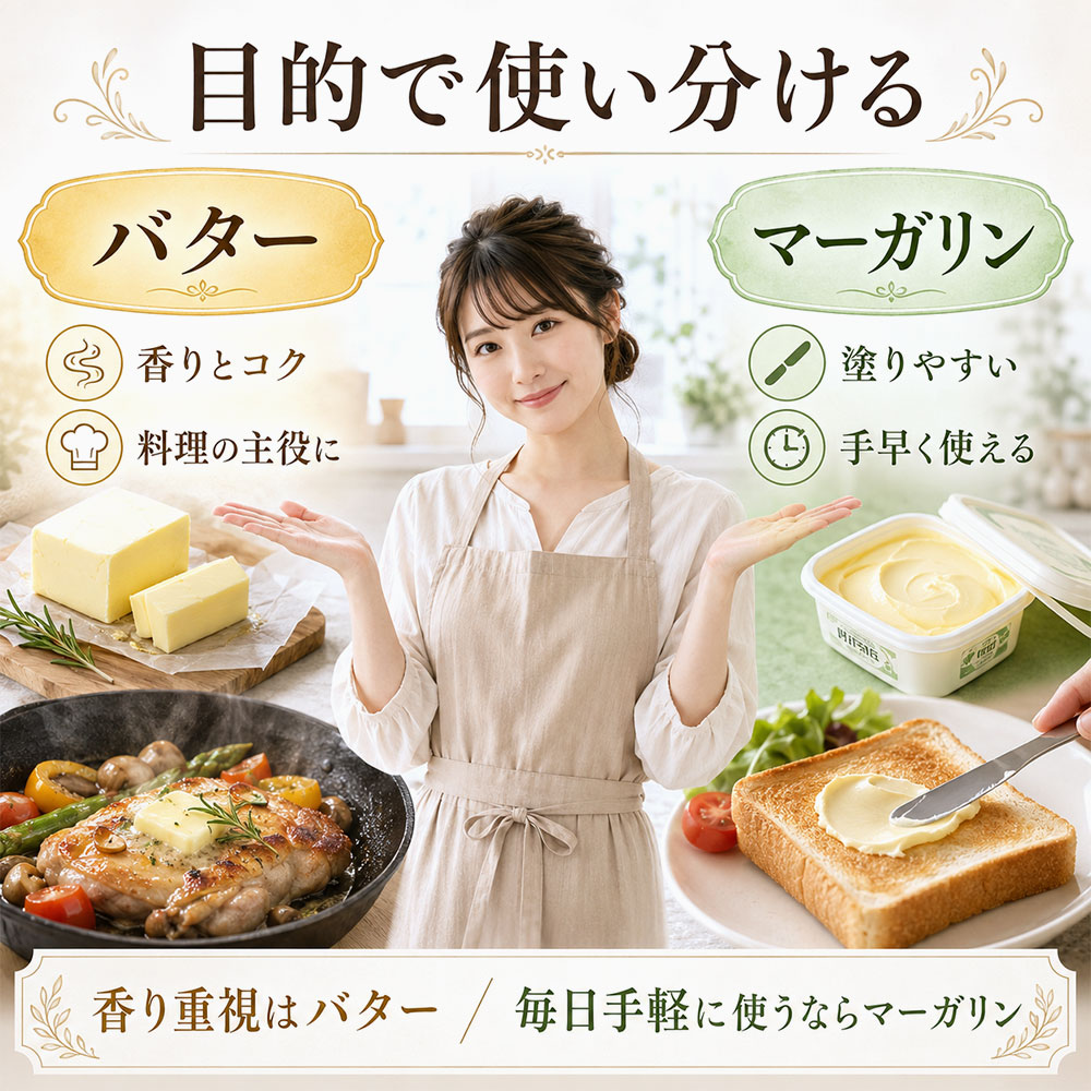 バターとマーガリンは料理でどう使い分ける？