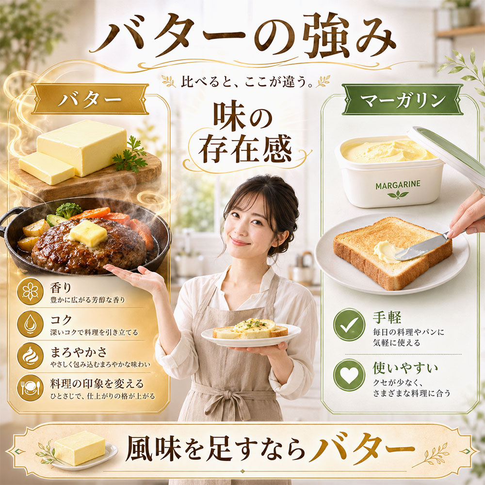 マーガリンにはないバターの特徴