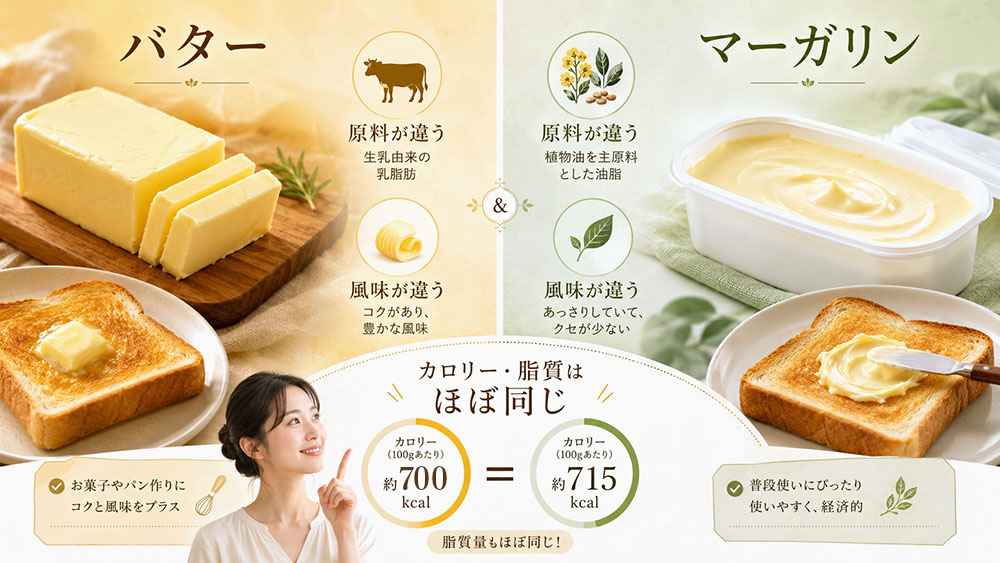バターとマーガリンの栄養・カロリーの違い
