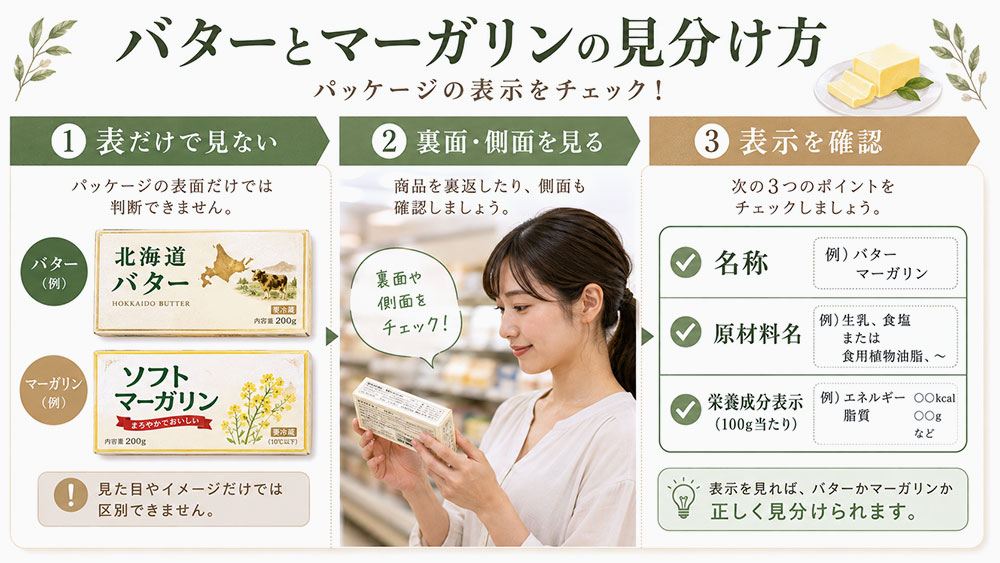 バターとマーガリンの表示と見分け方