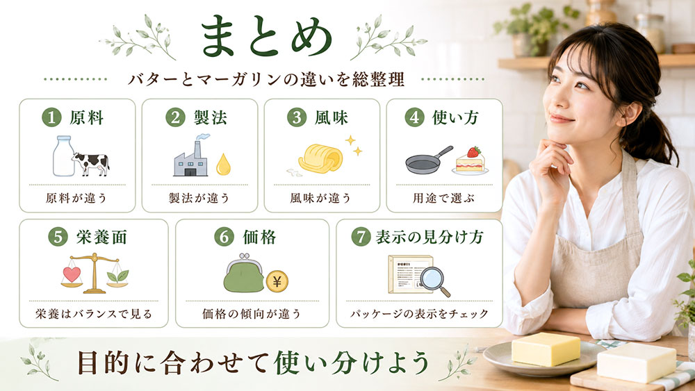 まとめ｜バターとマーガリンの違いは目的別に考えよう