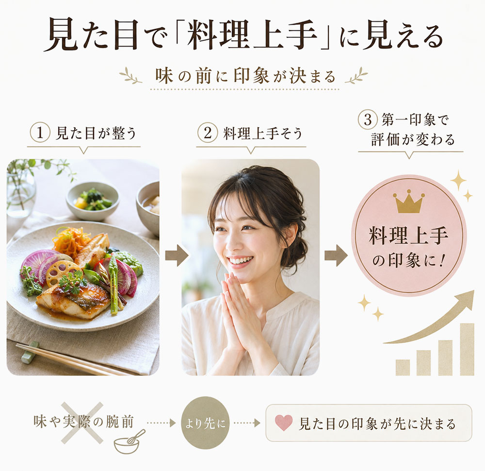 料理の見た目がいいと料理上手に見える