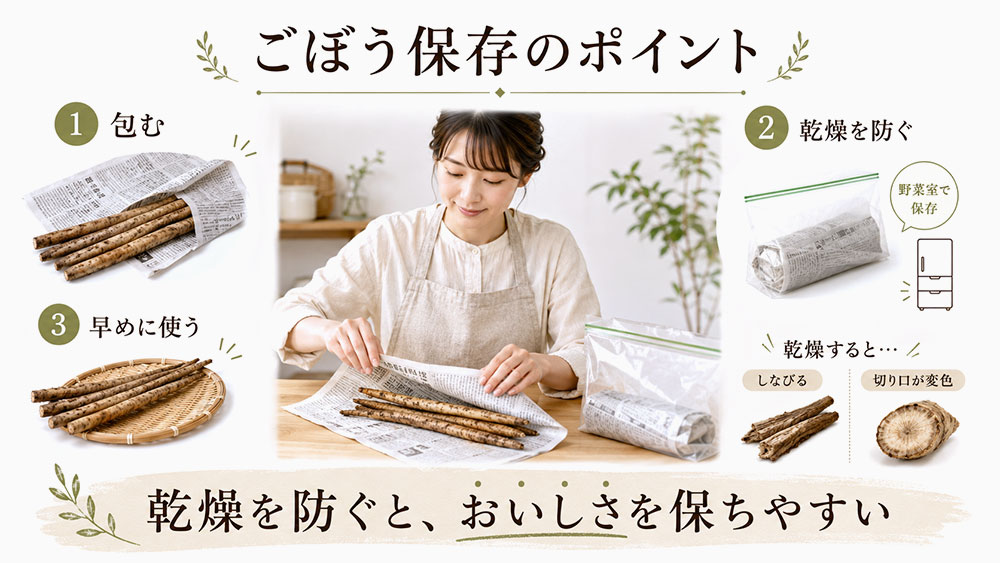 保存するときは乾燥を防ぐ