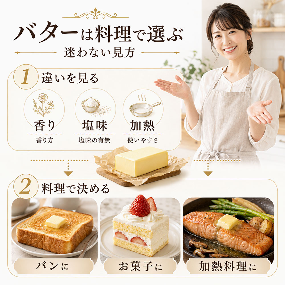 バターの種類別に見る特徴と向いている使い方
