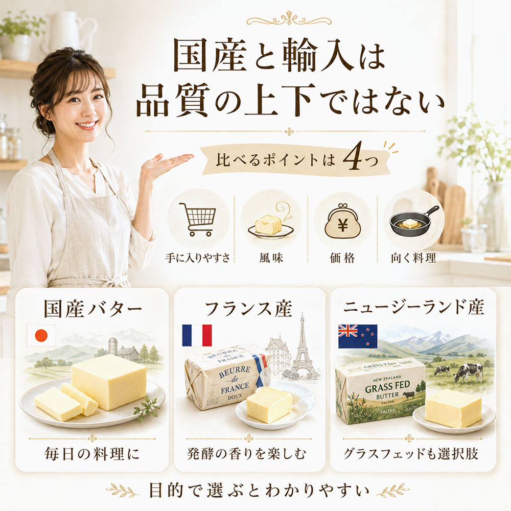 国産バターと輸入バターは何が違う?