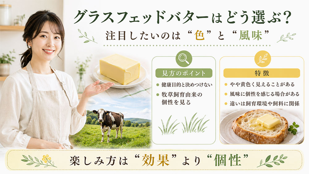 グラスフェッドバターは牧草飼育由来の風味で考える