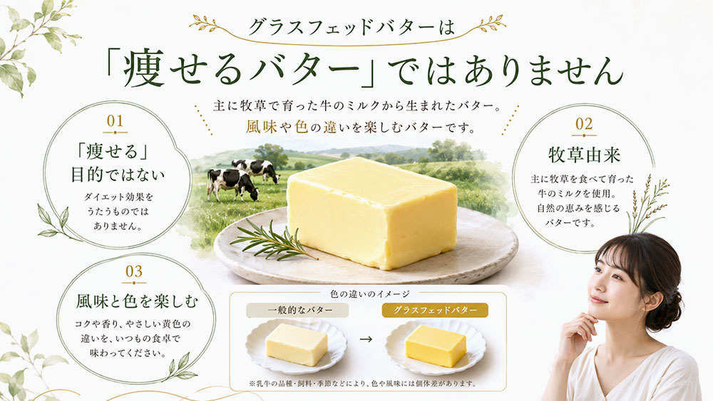 グラスフェッドバターは「痩せるバター」と考えない