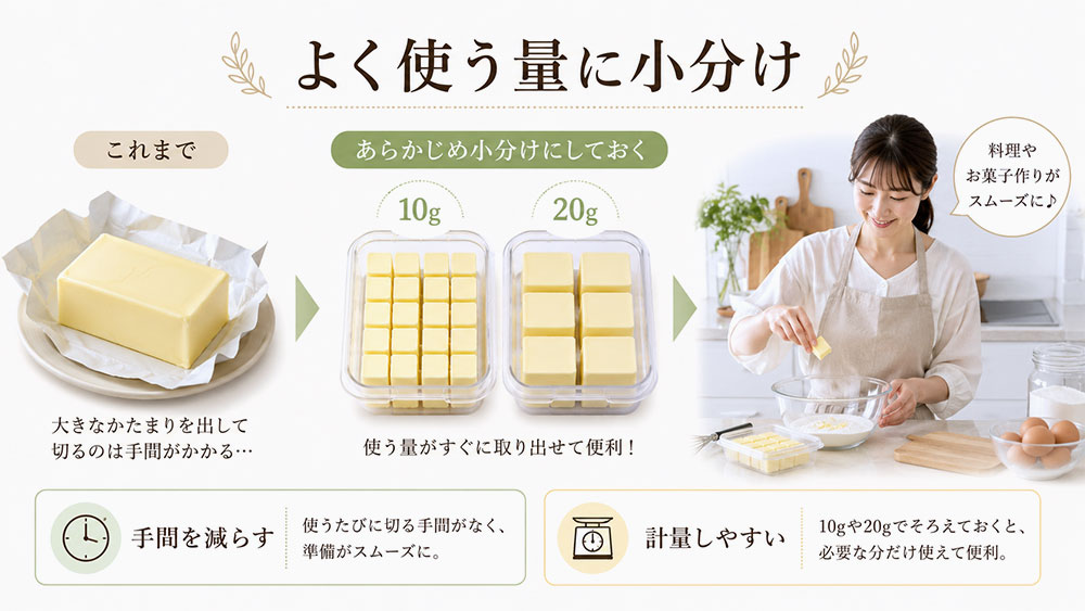 使い切りやすくするための小分け・分量管理