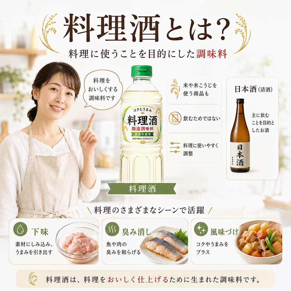 料理酒とは?日本酒と間違えやすい理由