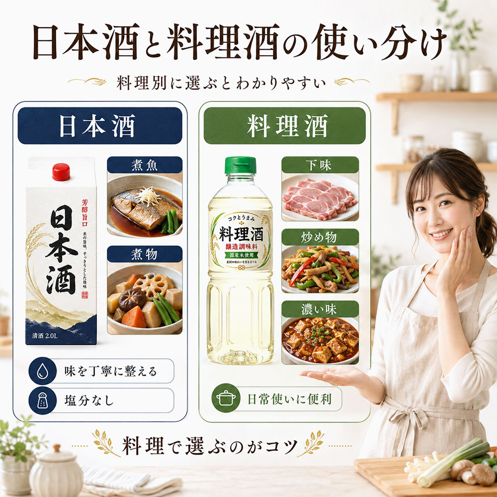 料理別に見る料理酒と日本酒の使い分け