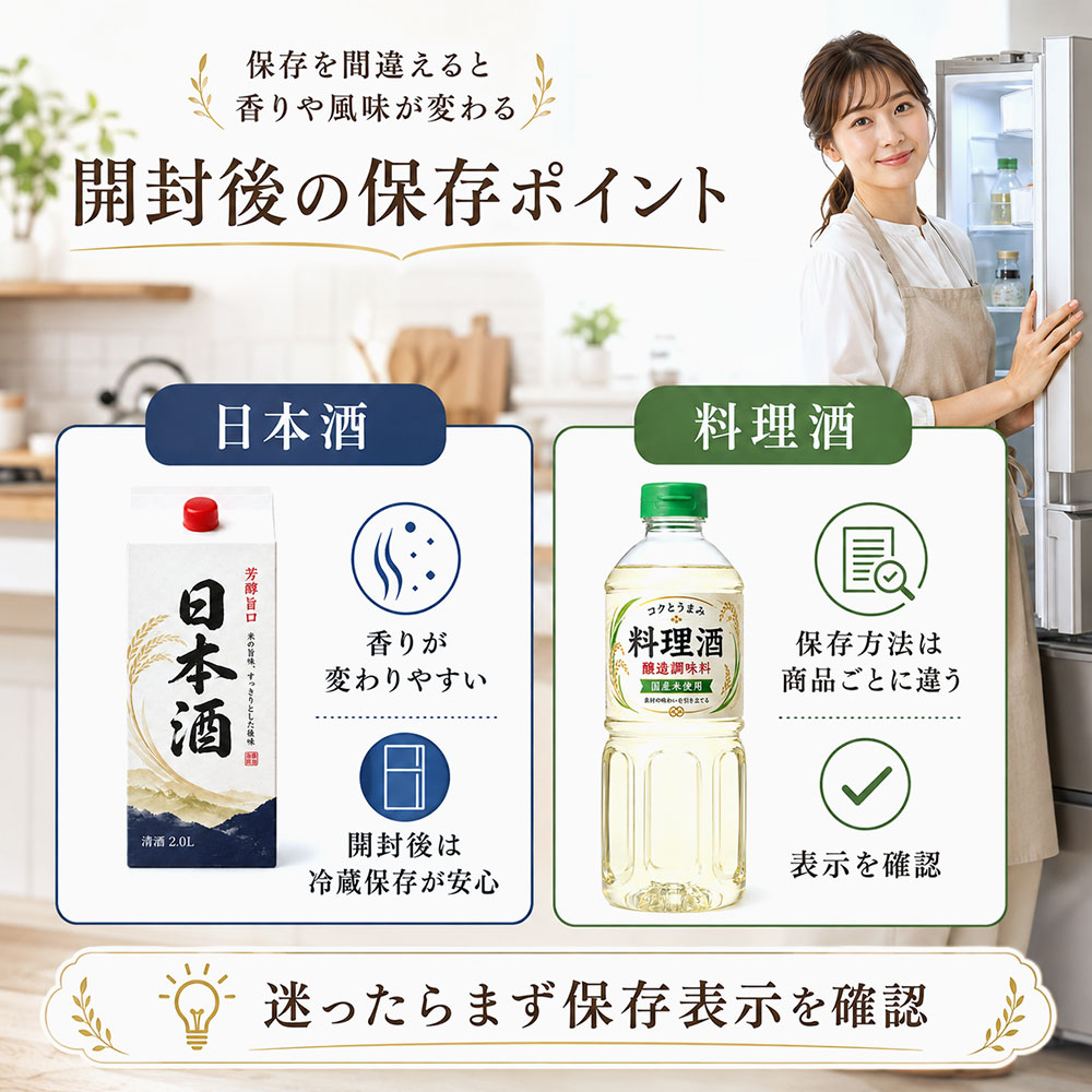 日本酒と料理酒の保存方法