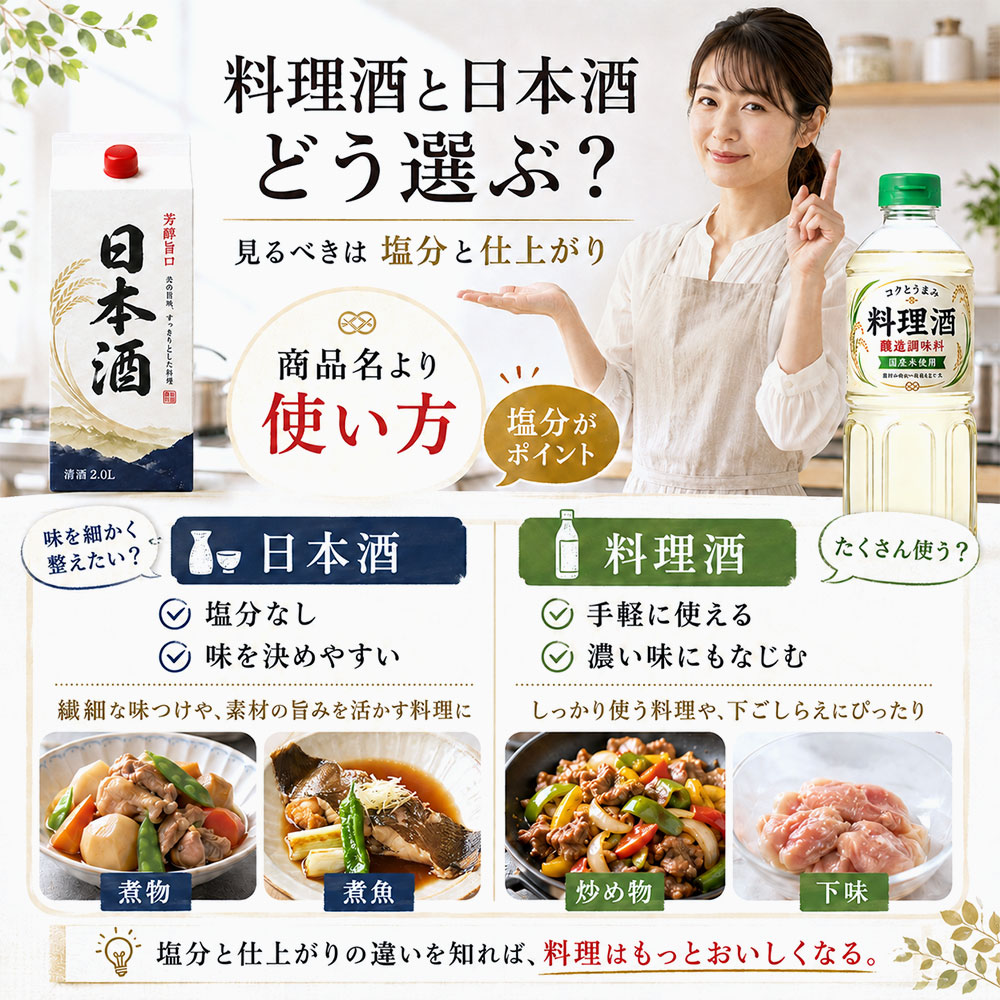 元料理人目線で見る料理酒と日本酒の失敗しない選び方