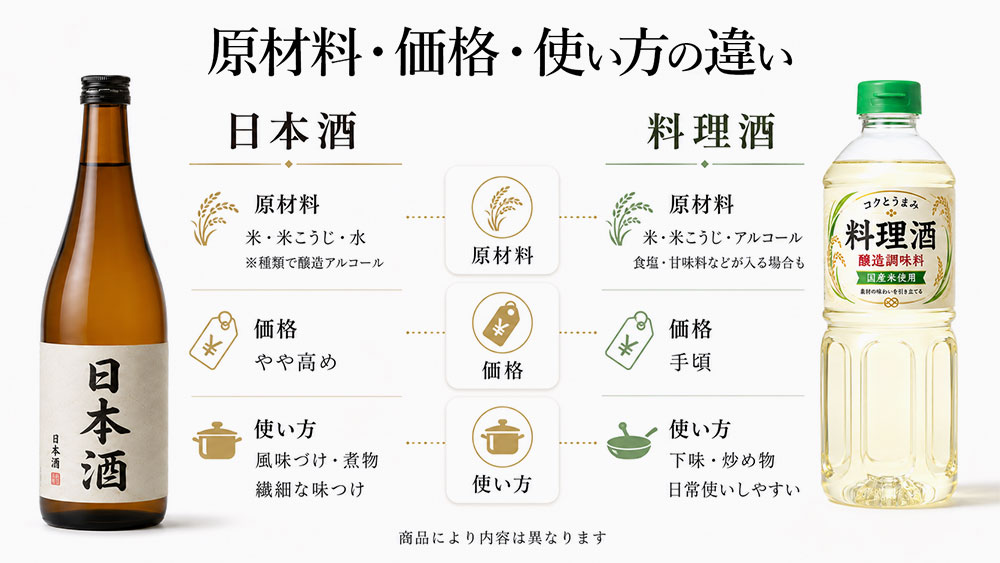 原材料・価格・使い方の違い