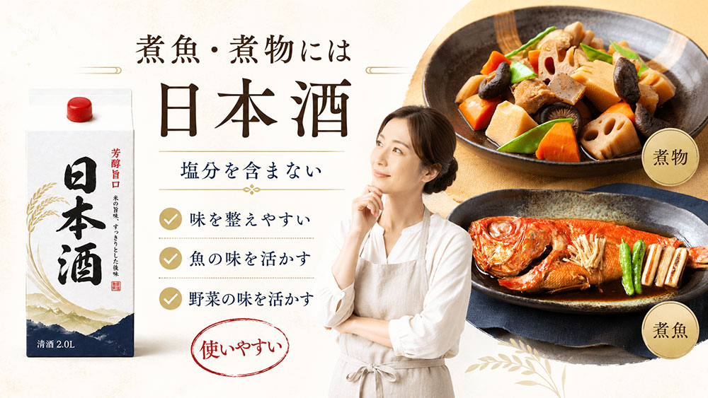 煮魚・煮物には日本酒が使いやすい