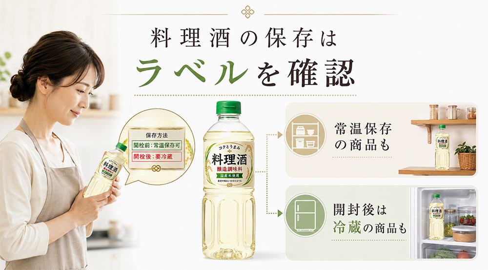 料理酒も商品表示に従って保存する