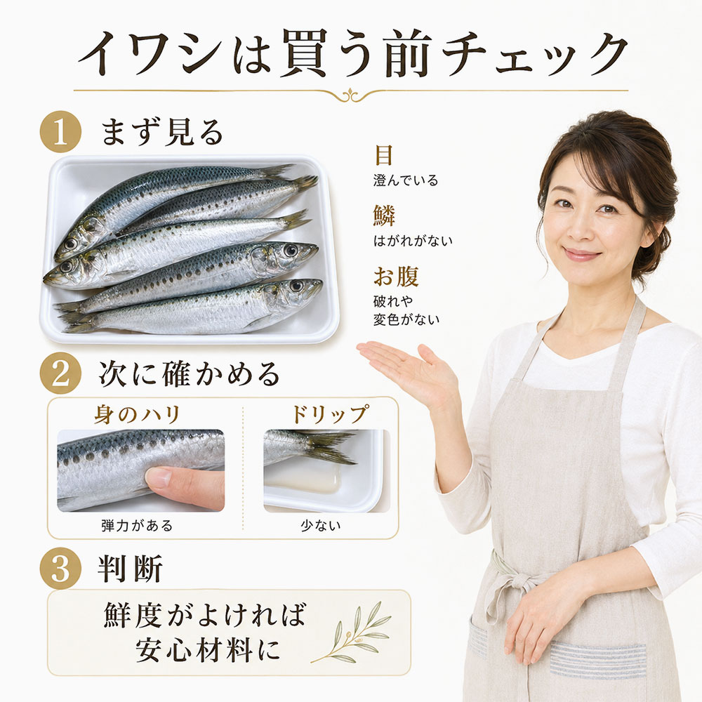 新鮮なイワシの見極め方