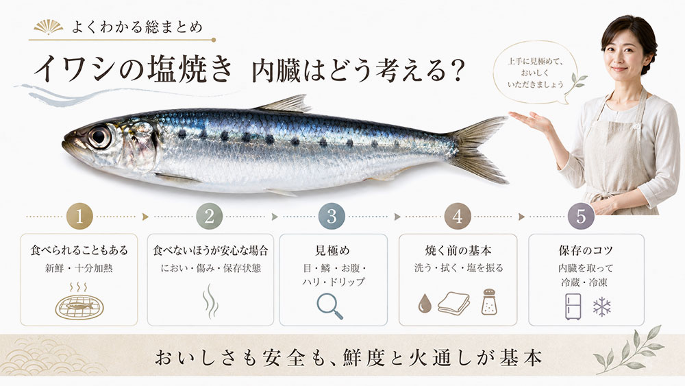 イワシの塩焼きは内臓まで食べられる:まとめ
