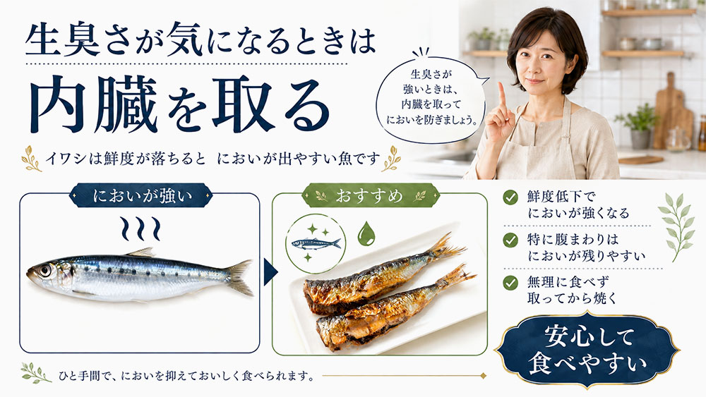 生臭さが強いイワシは無理に食べない