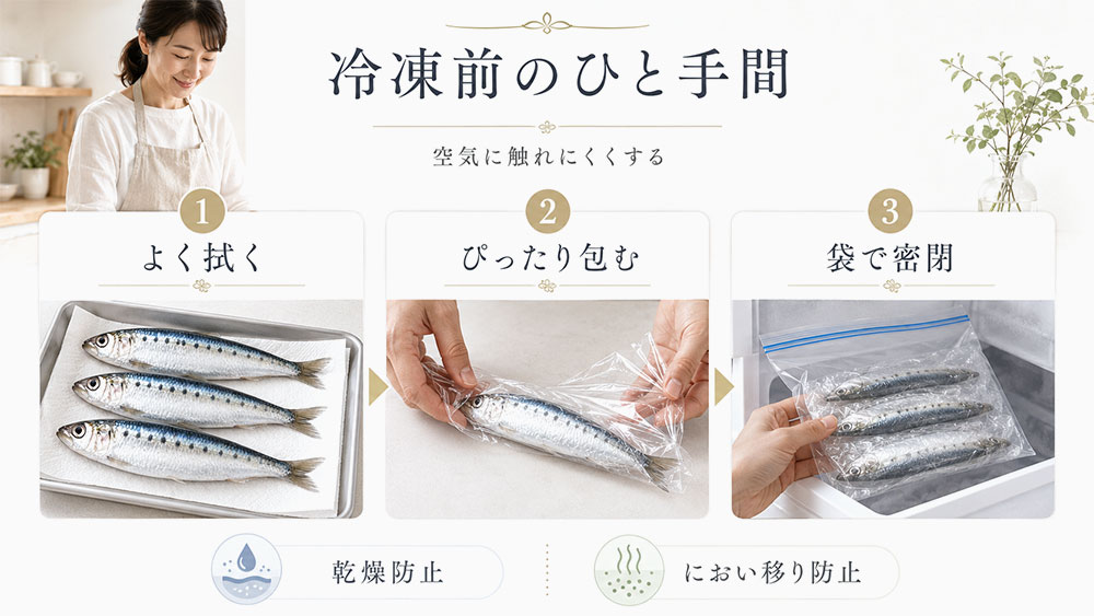 冷凍するなら水気を拭いて密閉する