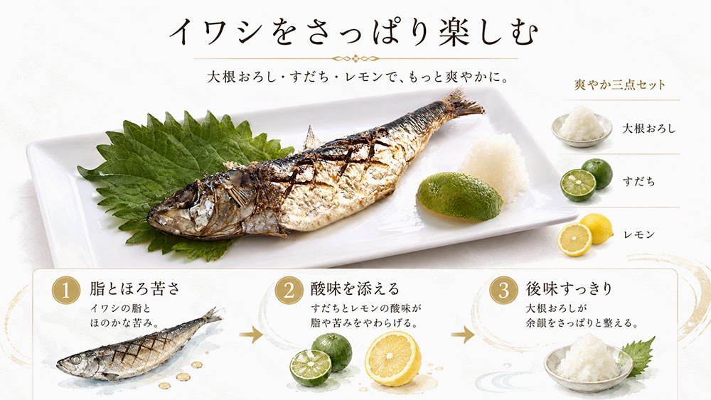大根おろし・すだち・レモンでさっぱり食べる