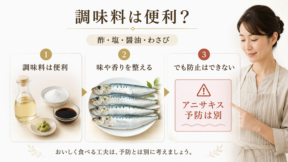 酢・塩・醤油・わさびではアニサキス対策にならない