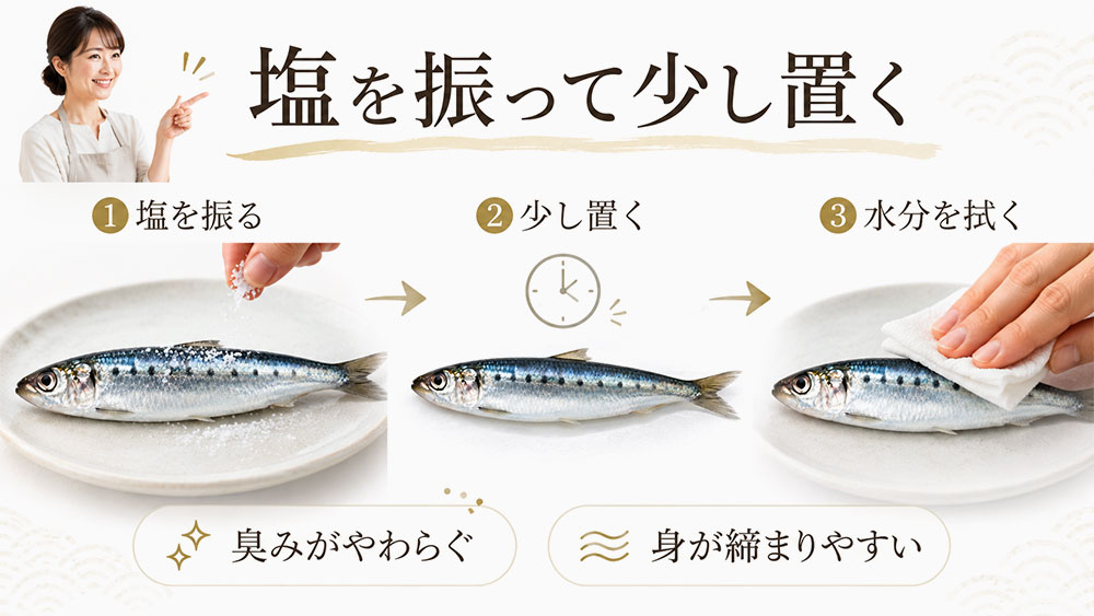 塩を振って余分な水分と臭みを抜く