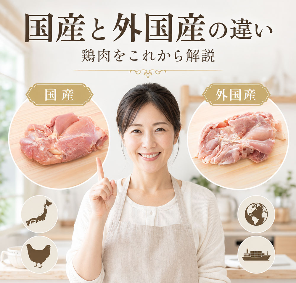 鶏肉の国産と外国産の違いを一覧表で比較