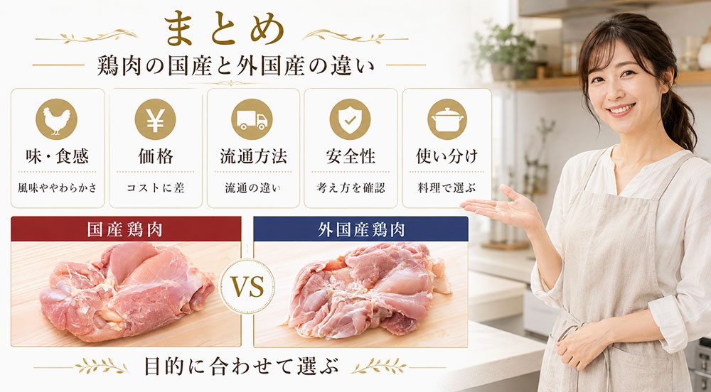 鶏肉の国産と外国産の違い：まとめ