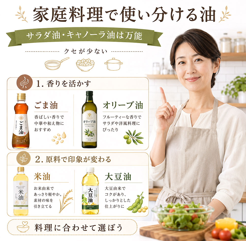 サラダ油・キャノーラ油と他の油の違い