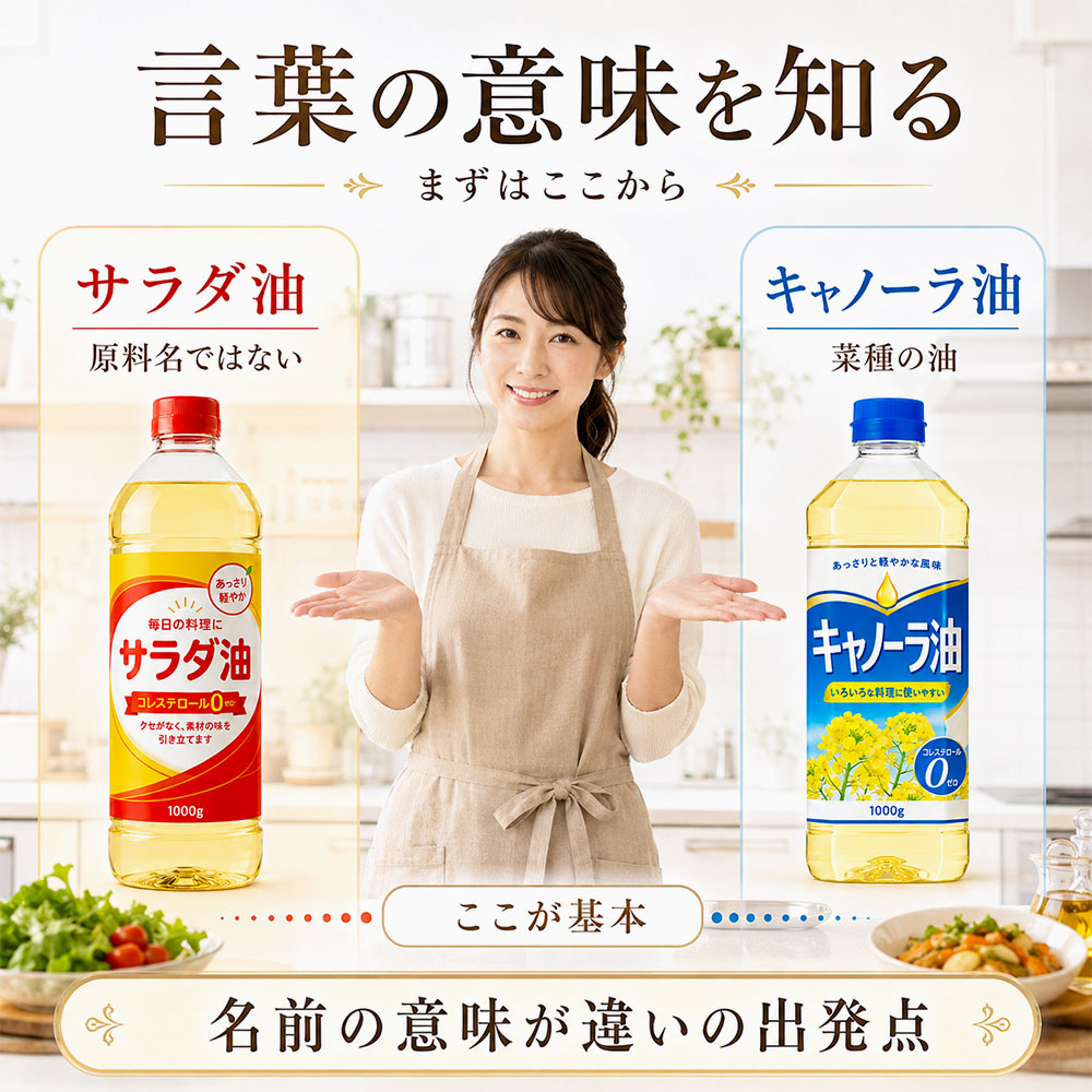 サラダ油とキャノーラ油の基本ポイント