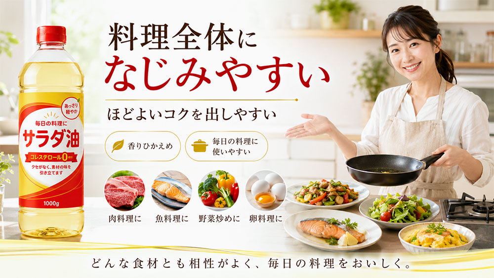 サラダ油は料理になじみやすくコクを出しやすい