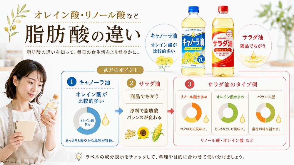 オレイン酸・リノール酸など脂肪酸の違い