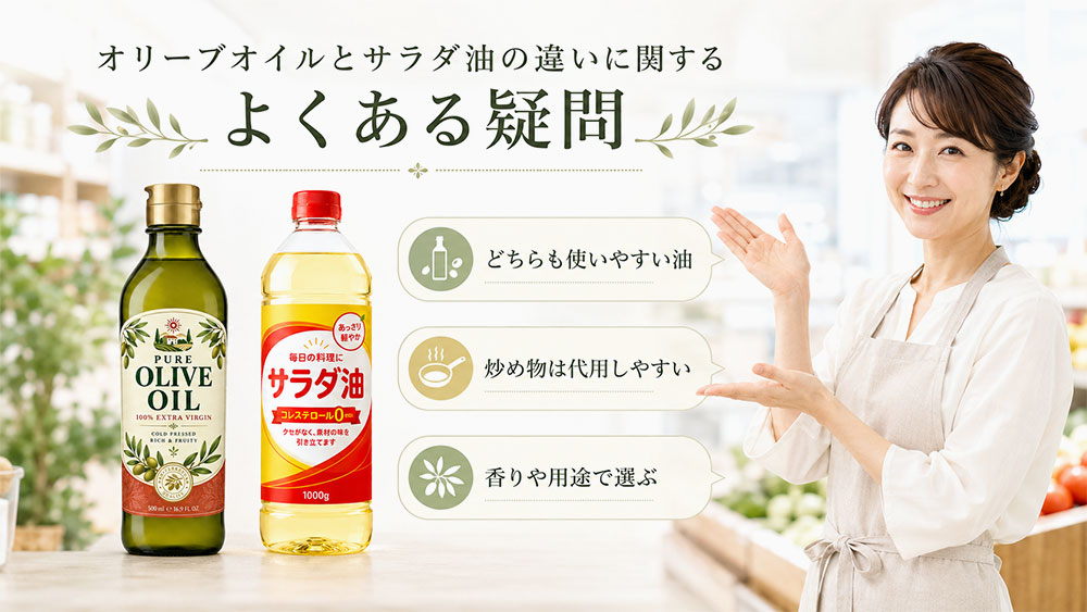 オリーブオイルとサラダ油の違いに関するよくある疑問