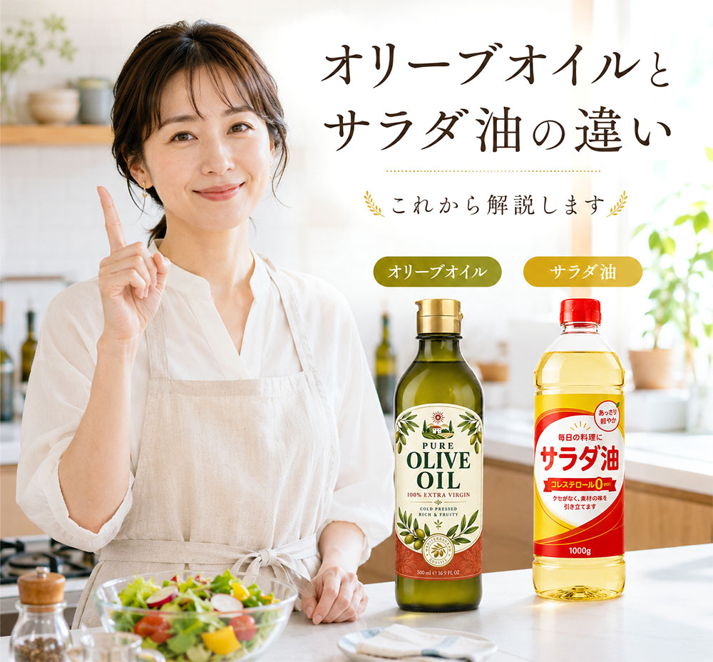 オリーブオイルとサラダ油の違いを一覧表で比較