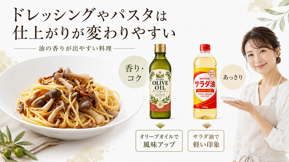 ドレッシングやパスタは仕上がりが変わりやすい