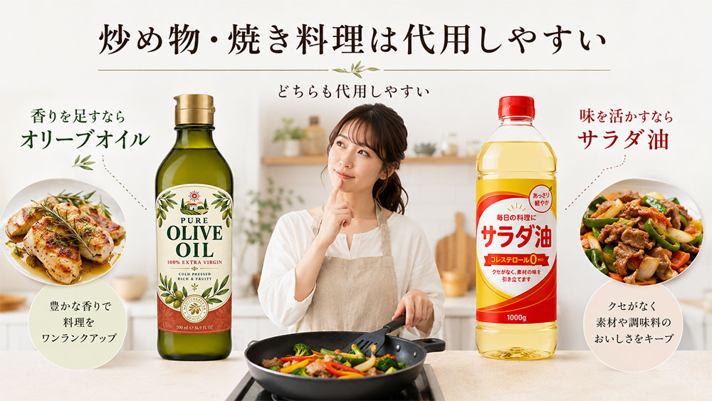 炒め物や焼き料理は代用しやすい