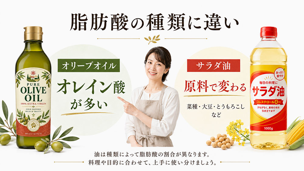 脂肪酸の種類に違いがある